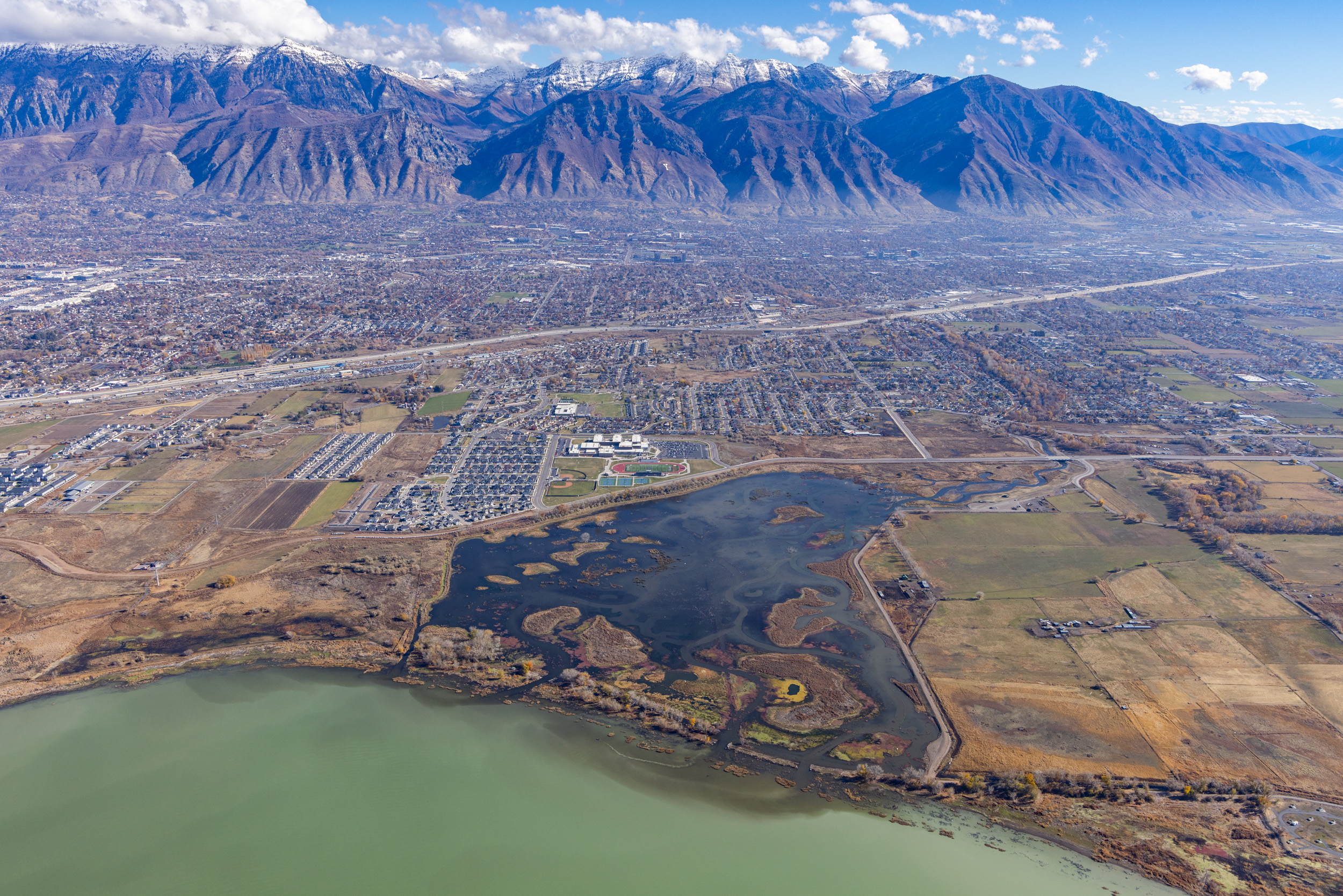 Provo River Delta, aerial view, Utah by Air