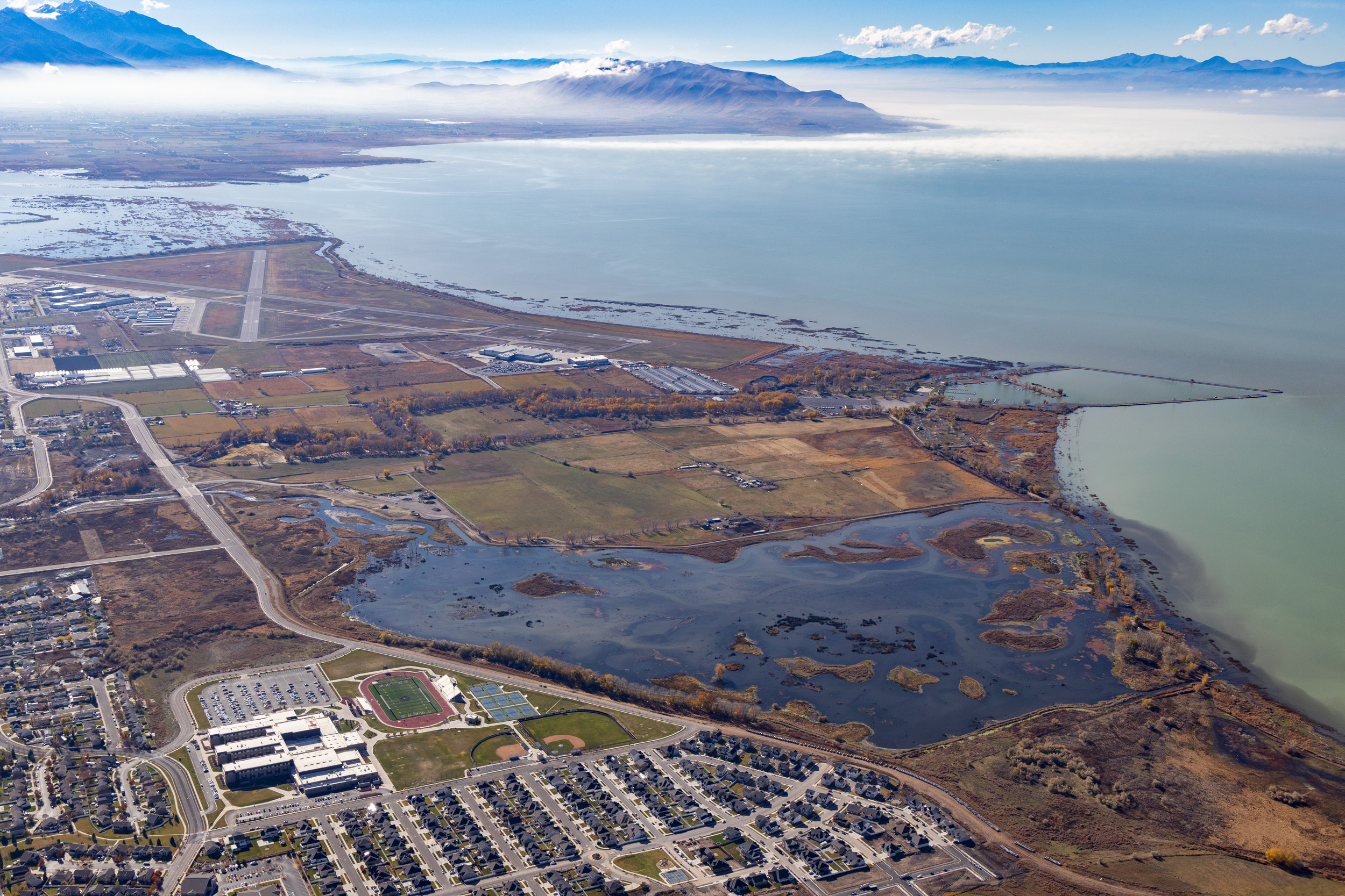 Provo River Delta, aerial view, Utah by Air