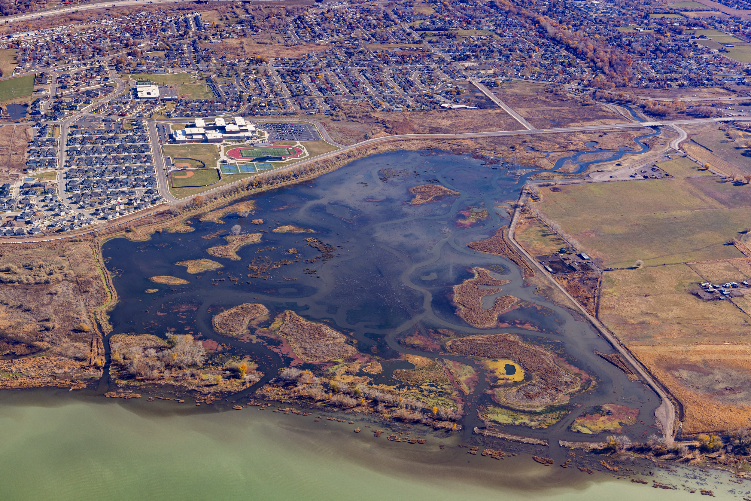 Provo River Delta, aerial view, Utah by Air