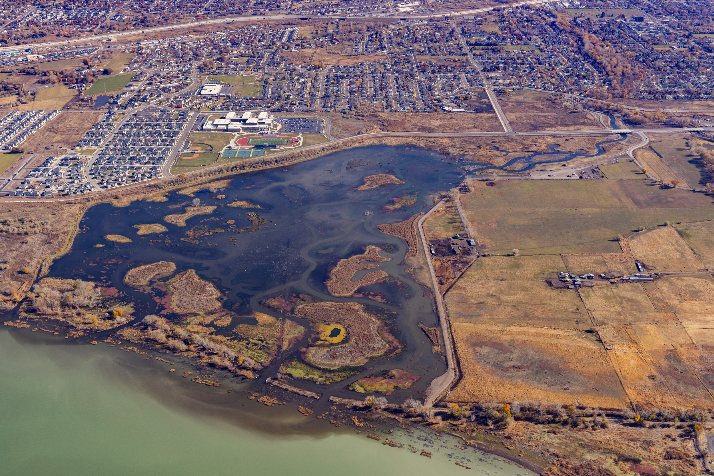 Provo River Delta, aerial view, Utah by Air