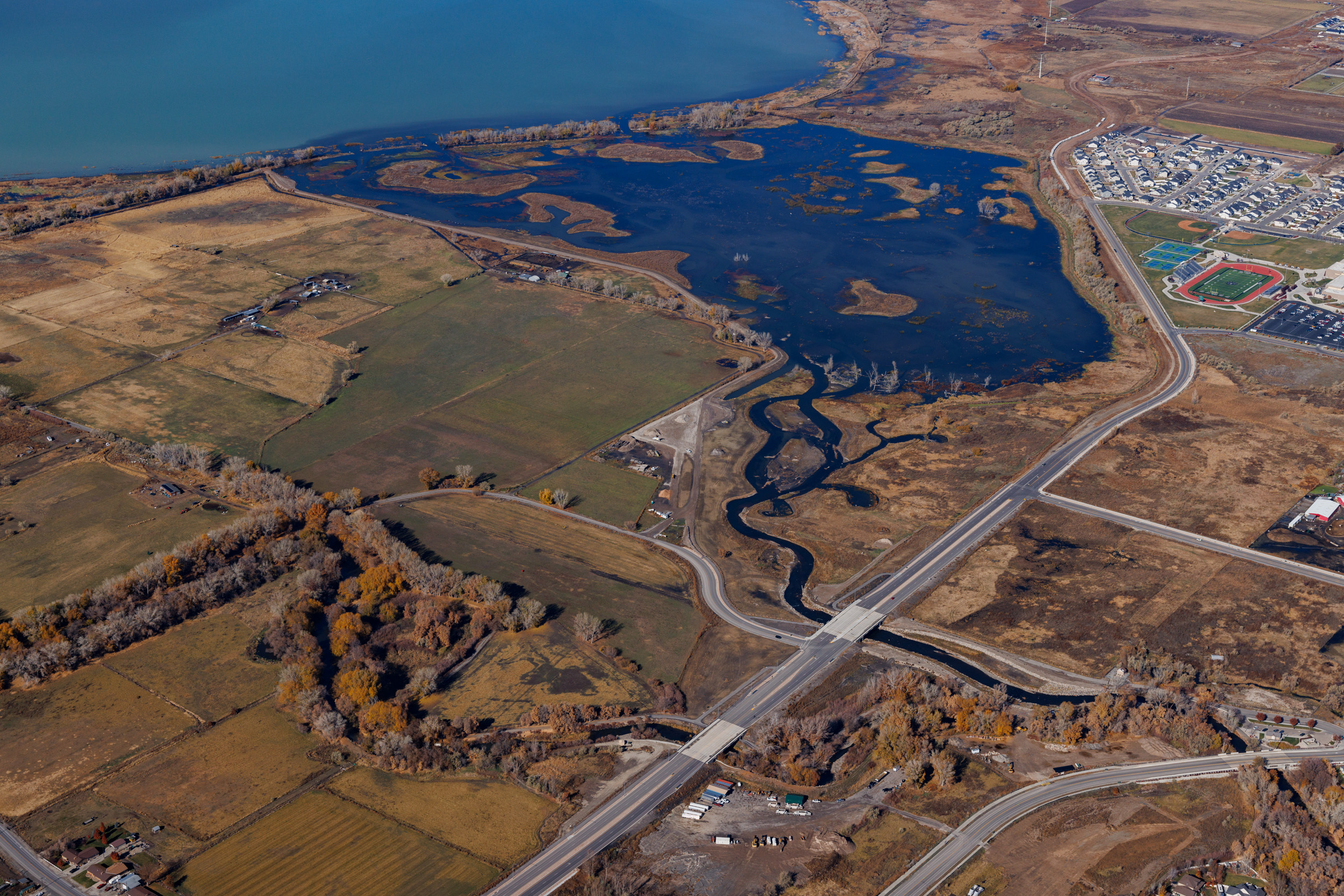 Provo River Delta, aerial view, Utah by Air